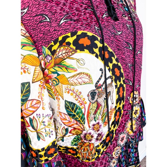 Etro Jungle Silk Lace-up Front Bell Sleeve Blouse Size 42 - Picture 6 of 13